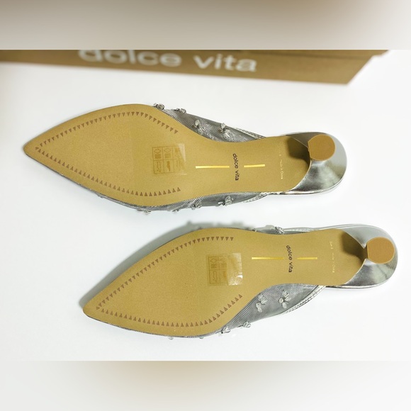 Dolce Vita Clara Women’s Kitten Heel Crystals & Beads Silver Mesh 8 NIB Pumps - Picture 4 of 6